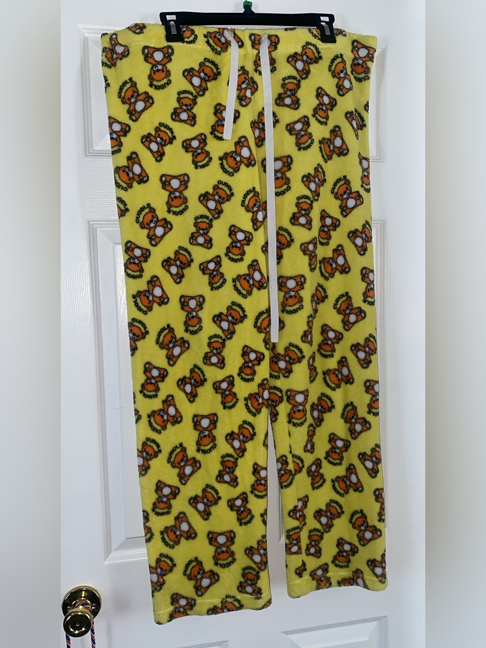 Yellow Bear-Print Fleece Pajama Pants